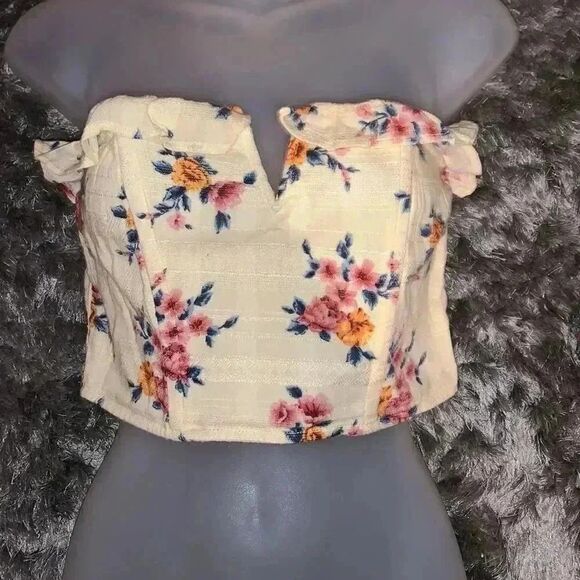 American eagle corset crop top with flowers size small - Picture 1 of 3